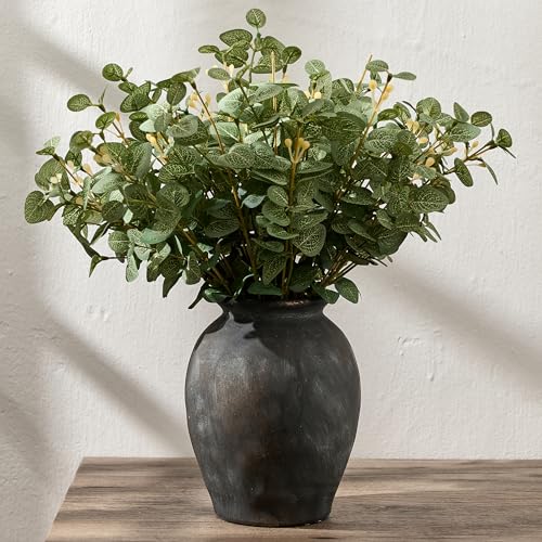 5.94" Ceramic Vase for Home Decor, Decorative Terracotta Farmhouse Rustic Vases for Living Room Kitchen Bedroom Bathroom Entryway Mantel Table, Pottery Vases for Grass Pampas Dried Fresh Flowers - color: Black Bronze- 5.94"