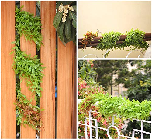 Artificial Hanging Plants, Fake Vines Plastic Ivy Greenery Christmas Decorations Garland Faux Vine Grass Flowers Leaves Outdoor Indoor Home Garden Party Wedding Bedroom Wall Decor - Green Red 10 Pack - color: Long Vines/ Green Red/ 10 Pack