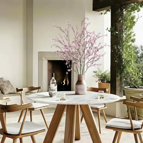 3 Pcs Cherry Blossom Branches Artificial Flowers for Spring Summer Indoor Decoration Faux Cherry Blossom Long Stems Light Pink Silk Fake Flowers for Tall Vase Arrangements Home Wedding Table - color: Light Pink