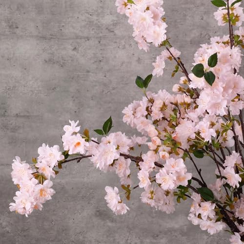 3 Pcs Pink Cherry Blossom Branches 37 Inch Artificial Fake Realistic Cherry Blossom Stems Silk Faux Extra Long Stem Flowers for Tall Vase Home Decor Wedding Table Centerpieces - color: Pink