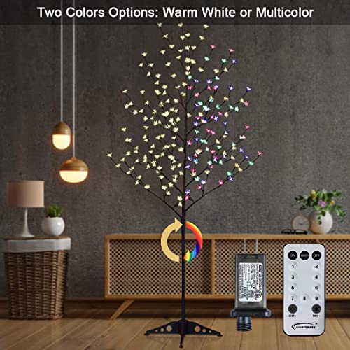 Lightshare 6.5FT LED Lighted Cherry Blossom Tree, 208 LED Warm White to Multicolor, Timer and Dimmer with Remote, Home Garden, Summer, Wedding, Holiday, Party Decoration for Indoor and Outdoor Use - style: 6FT Warm White & Multicolor