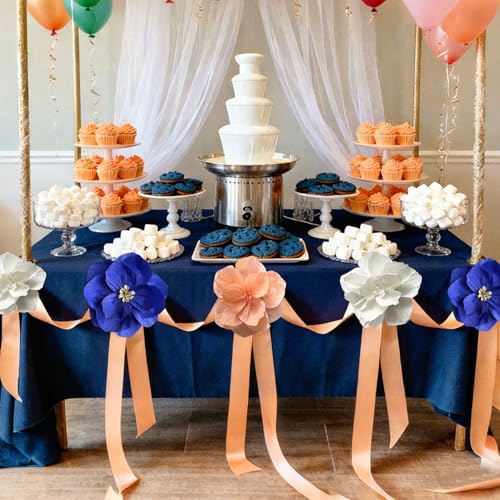 BRT Bearingshui Crepe Paper Flowers Decoration for Wall Total 9 Pcs, Artificial Flowers Backdrop for Wedding Decor Baby Bridal Shower Birthday Party, Navy Blue Coral White 3D Wall Flowers Decor - color: Coral Navy Blue White
