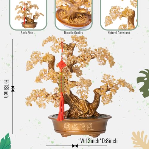 Natural Citrine Gemstone Crystal Bonsai Tree of Life（1,350 Gemstone Count） Large Feng Shui Money Chakra Tree for Luck and Wealth Desk Decoration 20 Inches - color: Big Citrine