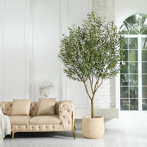 VeriNatural Artificial Olive Tree 8FT - Large Fake Olive Trees Indoor with 4028 Silk Leaves, Outdoor Potted Faux Plant with UV Resistant for Living Room,Office,Patio, Home Decor,VN157 - size: 8ft