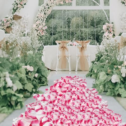 JHFGJGH 500 Pcs Exquisite Red&White Rose Petals, Emulation Silk Rose Petals, Artificial Flower Petals for Romantic Nights, Weddings, Events, and Valentine's Day Deco (Red&White) - color: Red&white