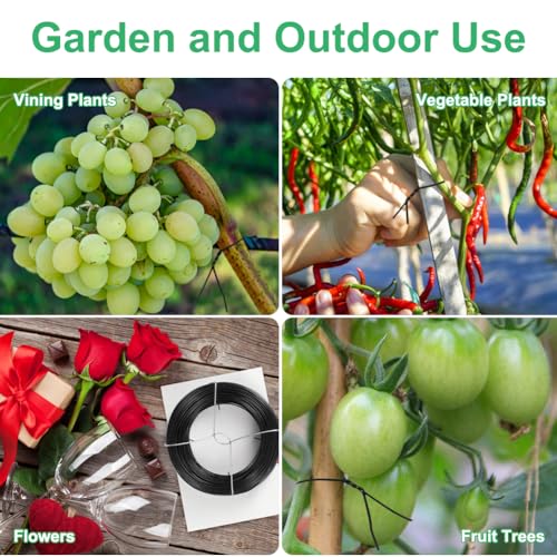 328 Feet Plant Twist Tie Plastic Coated Soft Garden Metal Wire 1mm Thin for Tomato Plants, Climbing Roses and Vines Organizing (Black) - color: Black