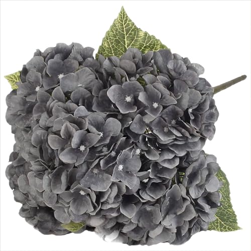 2Bouquets Artificial Fake Flowers Plants Silk Hydrangea Arrangements Wedding Bouquets Decorations Plastic Floral Home Kitchen Garden Party Festival Bar DIY (Gray,5 Flower Heads) - color: Gray,5 Flower Heads