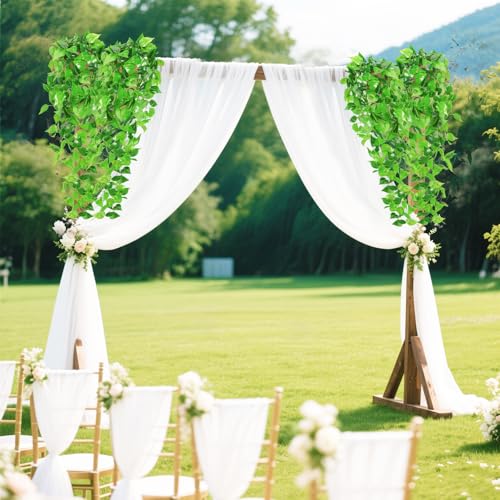 Artificial Hanging Plants, 2pcs Fake Pothos Vine Greenery for Wall Decor - Indoor Outdoor Home Living Room Hanging Decor, No Basket Included