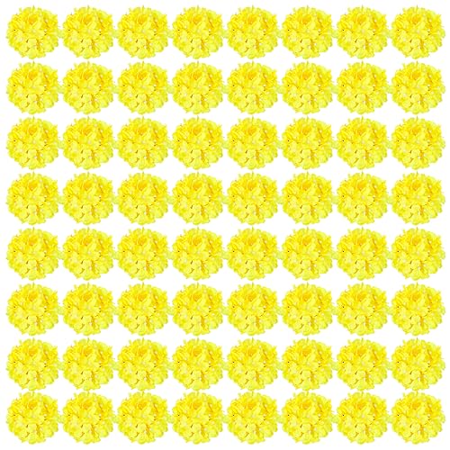Auihiay 64pcs Hydrangea Artificial Flowers, Yellow Silk Hydrangea Heads with Stems, Hydrangea Flowers for DIY Wedding Centerpiece Baby Shower Home Party Decor (Yellow) - color: Yellow