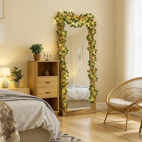 CEWOR Vines with Lights, 40ft Fake Ivy 120 LED Ivy String Lights, Fake Vines Garland with Lights for Home Decor Wedding Decor - size: 40FT ivy with 120 lights