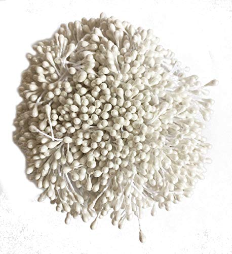 1800 Pcs 1.5mm Mini Pearl Double Heads Flower Stamen Pistil Handmade Artificial Flowers Wedding Party Home Decoration DIY Christmas Scrapbook Accessories White - color: White