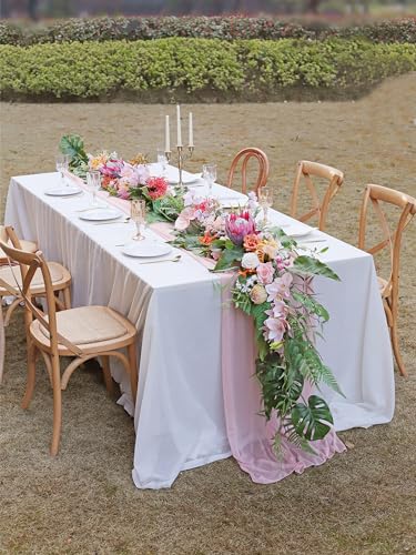 MISSPIN 9FT Eucalyptus and Willow Leaf Garland,Artificial Flowers Fake Flower Peony Rose Vine Greenery Decorative Wall Hanging Plant for Wedding Arch Door Arrangement Party Decor - color: Blush Pink