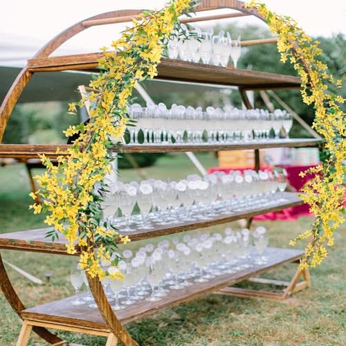 4pcs 23.6ft Forsythia Garland Artificial Flower Garlands Spring Garland for Mantle Fake Hanging Flower Vines Home Wall Home Party Wedding Indoor Outdoor Bedroom Wedding Decoration - color: 4 Pcs Garlands