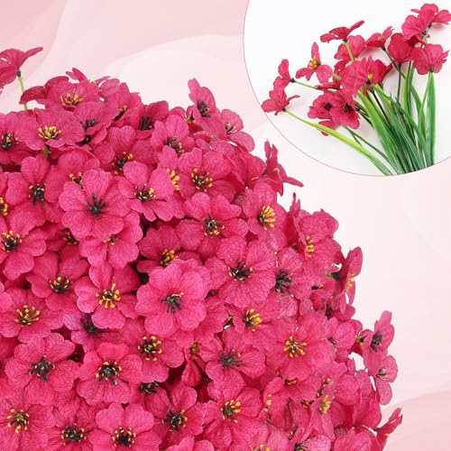 16 Bundles Red Flowers Artificial Outdoor Summer UV Resistant Fake Flowers Outdoor Porch Summer Decor Outside Artificial Plants for Window Box - color: C - Red - 2