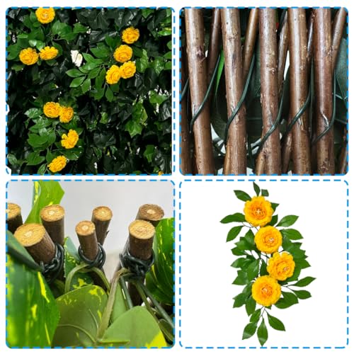 Artificial Expandable Ivy Privacy Fence Screen,Adjustable Size,Dense Leaf Panel,Perfect for Balcony,Garden,Fence Cover and Green Wall Decoration - color: BRANCH-JUHUA YELLOW