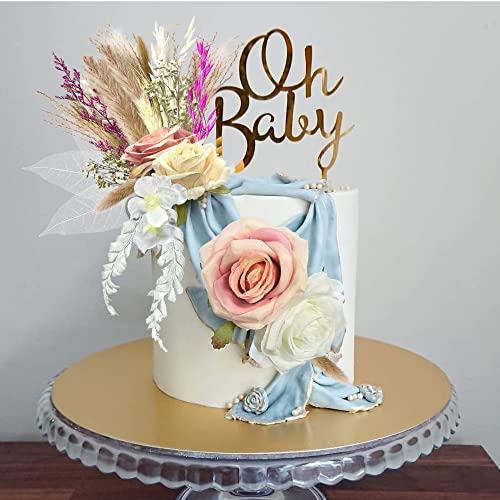 25 PCS Natural Boho Cake Topper Vintage Artificial Flowers Leaves Various Dried Pampas Grass Cake Decor for Wedding Bridal Birthday Party Supplies (Pink White Champagne) - color: Pink White Champagne