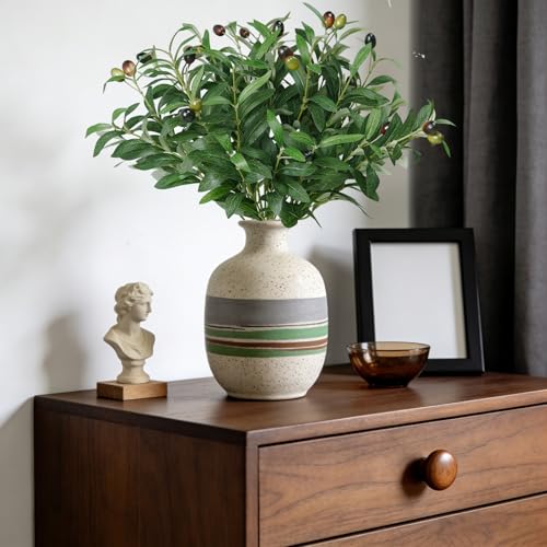 Faux Olive Branches, 18''Artificial Olive Stems,Perfect Greenery for Vase,Greenery for Centerpieces,Coffee Table,Home Decoration for Dining Room & Living Room,6pcs