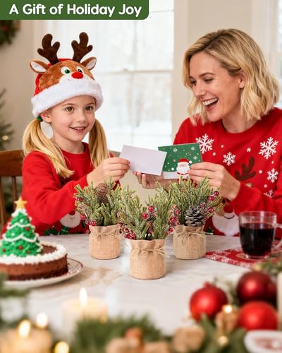Velener Artificial Christmas Flowers for Outdoor-3 Pcs Faux Pine Branches with Red Berries & Pinecones, Fake Christmas Greenery Stems with Burlap Bag Vase, Winter Norfolk Pine Branches for Indoor - color: Green