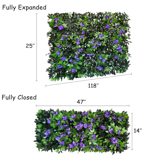 Sumery Expandable Fence Privacy Screen for Balcony Patio Outdoor,Decorative Faux Ivy Fencing Panel,Artificial Hedges (Single Sided Leaves) (1, Branches -Purple Fowers) - color: Branches -Purple Fowers