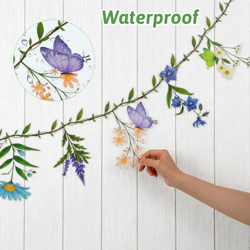 Flower Garland Banner Wildflower Party Decorations for Enchanted Garden Floral Woodland Theme Picnic for Woodland Tropical Theme Wedding Baby Shower Birthday Tea Supplies Girl Decorations