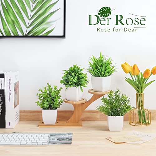 Der Rose 4 Pack Small Fake Plants Mini Artificial Faux Plants in Pots for Home Office Bedroom Living Room Decor