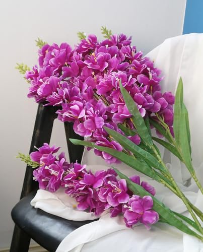 IPOPU 6PCS Delphinium Artificial Flowers 39" Realistic Faux Hyacinth Long Stem Delphinium Silk Flowers for Tall Vase Filling Wedding Centerpieces Home Decor (Purple) - color: Purple