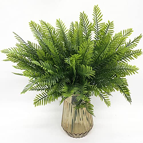 PASYOU Artificial Boston Fern Plants, Greenery Leaves Bamboo UV Resistant Fake Plastic Plant for Outdoors Indoor Hanging Planter Front Porch Garden Farmhouse Decoration 8 Pack - color: Boston Fern - 8 Pack