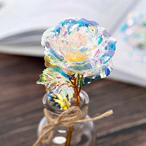 18 Pcs Galaxy Rose Colorful Rainbow Artificial Flowers Crystal Flower Best Gifts for Mother's Day Thanksgiving Valentine's Day Girl's Birthday Party