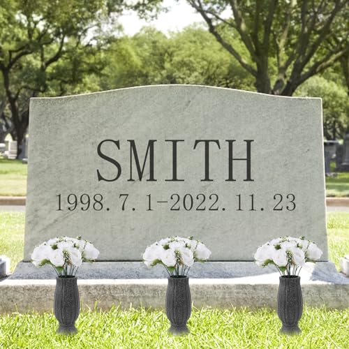 White Cemetery Flowers - 18 Silk Rose for Grave Decorations-Outdoor Memorial Grave Flowers for Cemetery - color: White