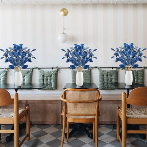GTIDEA 15PCS Artificial Blue Eucalyptus Stems Faux Greenery Stems with Seeds Blue Eucalyptus Leaves Fake Plants for Summer Floral Arrangement Home Indoor Vase Kitchen Wedding Party Decor (20.5") - color: 15pcs-blue