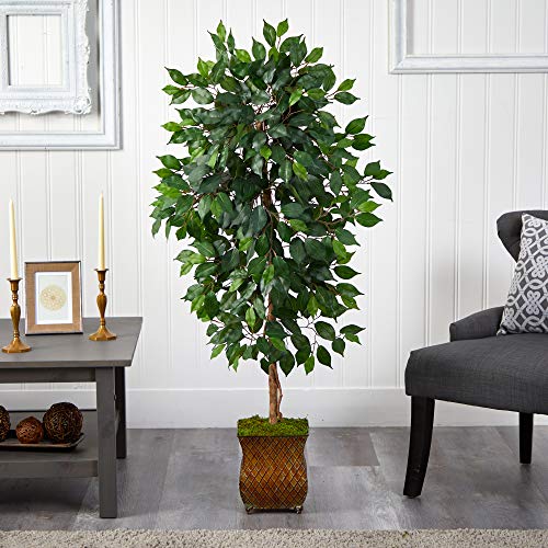 Nearly Natural 51in. Ficus Artificial Tree in Metal Planter