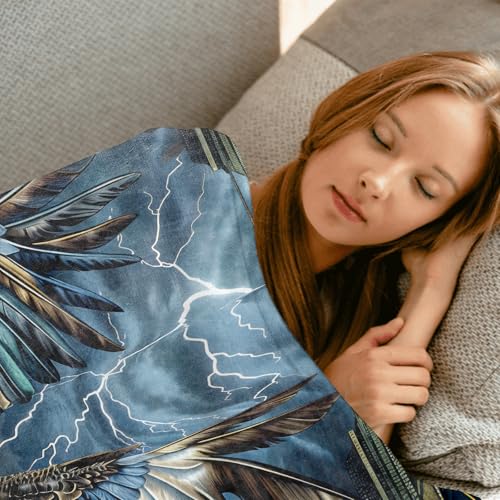 Blue Eagle Throw Blanket,50x60in,Soft,Lightweight Flannel,Majestic Bird Southwestern Blankets - Gifts for Adult & Wildlife Lovers,for Couch Office Travel,Home Living Room Decor - color: Eagle 02, size: 50x60in