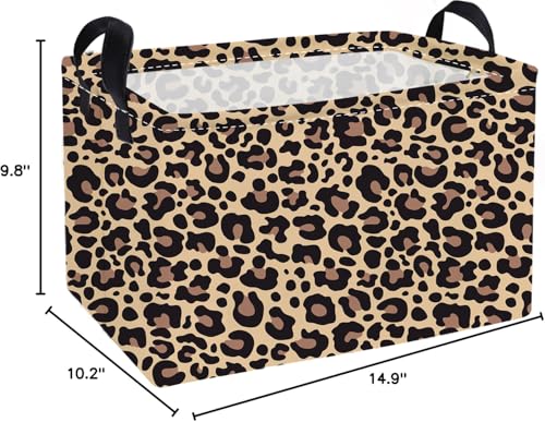 Essme Rectangular Kids Baskets,Leopard Print Storage Box,Cute Basket for Kids with Handles for Room Decor, Book Bins,Shelf Basket.(Leopard Print) - color: Leopard Print