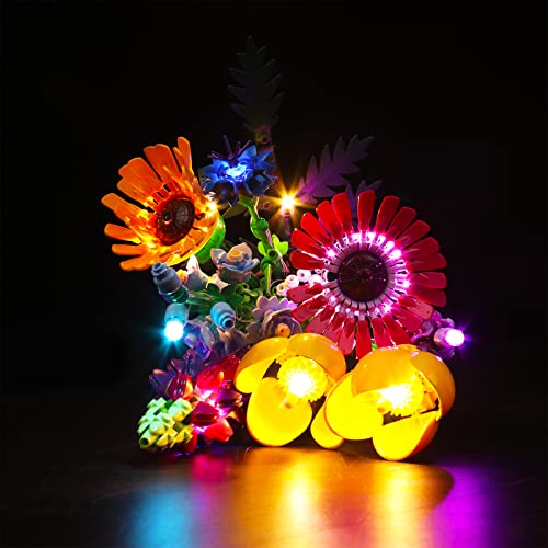 LED Light Kit for Lego Wildflower Bouquet 10313 Artificial Flowers with Poppies and Lavender, Decoration Lights Valentines Day Gift (Lights Only, No Lego Models) - color: 10313 Wildflower Bouquet, size: Standard Version