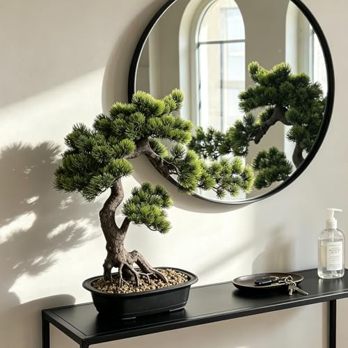 Artificial Bonsai Plant, Large Faux Juniper Plants 20 inch, Faux Potted Pine Plants Indoor Decor for Office Desk Home Table, Greenery Desktop Bonsai Tree for Room Decorations, Tall 20" - style: B-Bonsai (20 Inch)