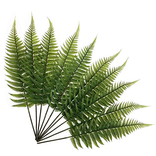 PASYOU Artificial Foliage Plants, Fake Plastic Grass Faux Shrubs Simulation Fern Leaf Real Decoration for Indoor Outdoor Home Decor Garden Party Balcony Patio Planter Filler DIY - Ferns Leaves 10 Pcs - color: Fern Leaves - 10 Pcs