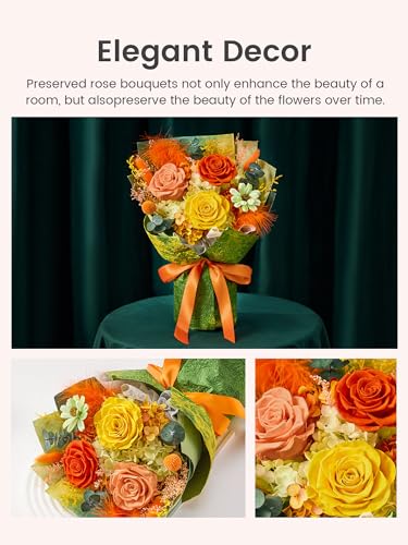 Polylove Flowers for Delivery Prime Forever Flowers Bouquet Preserved Roses Bouquet Flower Gift for Women Wife Mother Day Graduation Birthday (Yellow, Small) - color: Yellow, size: Small