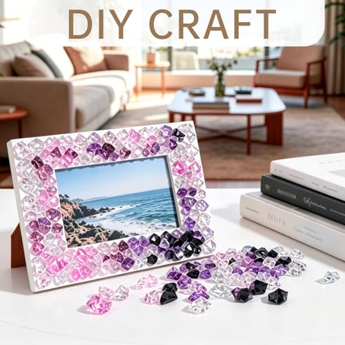 150 Pcs Fake Ice,17 * 23mm,Purple Series Acrylic Gems Vase Filler,Plastic Diamonds for Table Decoration DIY Craft Aquarium Display Party Centerpieces. - color: Purple Series, size: 17MMx23MM