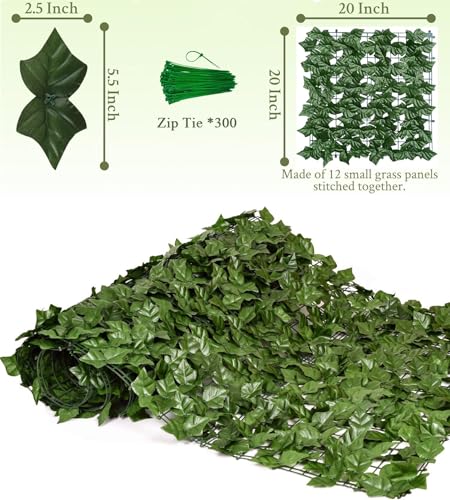 Privacy Fence Screen Artificial Ivy Grass Wall Screen 360x40 in Balcony Fence Privacy Screen Faux Vines Green Backdrop Fake Ivy Wall Panels Hedge Fence for Patio,Garden, Backyard Indoor Outdoor deocr - size: 360*40 inches