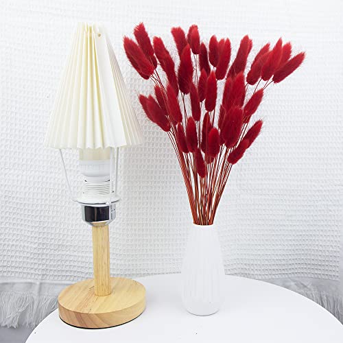 60pcs Dried Bunny Tails Flowers Red Pampas Grass Natural Dried Floral Arrangement Dry Flowers for Christmas Halloween Boho Decor Home Wedding DIY Craft Decoration (16")… - color: Red