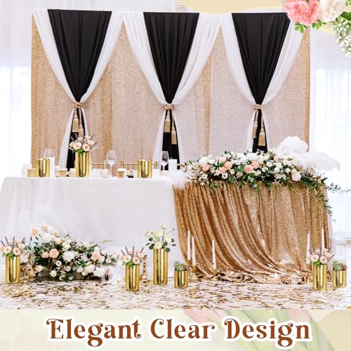 6 Pcs Gold Cylinder Vases for Centerpieces Mercury Vase Hurricane Vase Bulk Acrylic Round Wide Container for Flowers Home Office Wedding Table Decorations (4''/6''/8'') - color: Gold, size: 4''/6''/8''