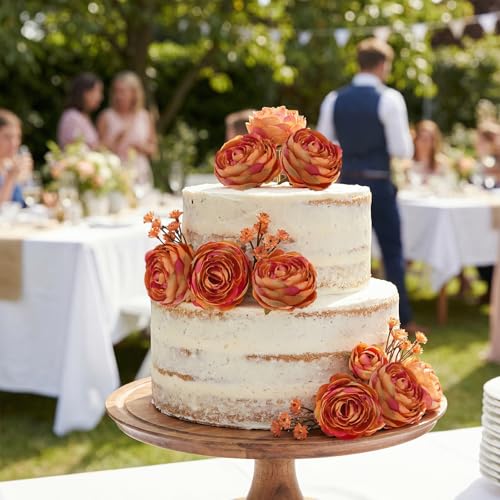 Orange Ranunculus Artificial Flowers 5 Bouquets Fake Silk Mini Ranunculus 15PCS Realistic Faux Peonies Spring Flowers for DIY Wedding Bride Shower Centerpiece Home Vase Filler Decoration (Orange) - color: Orange