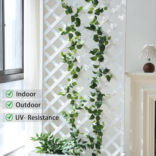 Mizii 2 Strands Artificial Scindaps Vines Garland 73" Fake Vine with Silk Green Leaves Faux Evergreen Hanging Plants Greenery Decoration for Party Wedding Bedroom Home Wall Room Decor (Scindapsus) - color: Scindapsus