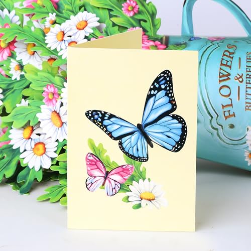 Airpark 3D Pop Up Paper Flowers Bouquet Card 12’‘ with Note & Envelope, Birthday Gifts, Get Well, Thank You, Greeting Cards for Women Mom Wife Friends, Daisies and Butterflies - style: Daisies and Butterflies