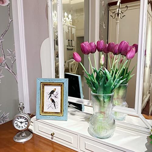 16-inch Premium Real Touch Fake Tulips, Artificial Flowers with Buds, Flexible Stem Easy to Shape, Faux Tulips (Vase not Included), 5-Pack Set of Royal Purple - color: Royal Purple