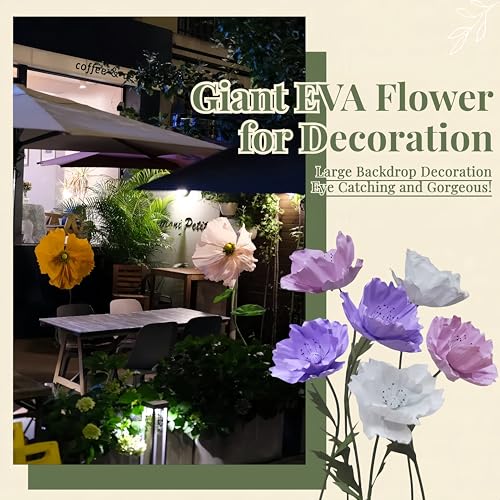 Artificial Giant Flowers for Decoration with Stand, 6 Pcs/Set Large EVA Fake Flowers for Wedding Floral Decor Birthday Easter Party Mother's Day Photography Props Shop Window - size: 6 Pcs/Set - EVA - Orange Set 2