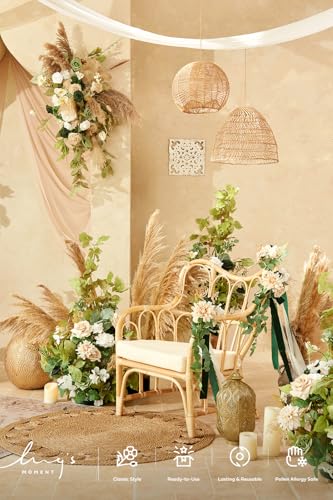 Ling's moment 41" Tall Free Standing Artificial Flowers Arrangements 2 pcs Wedding Arch Altar Stage Decorations Emerald & Tawny Beige Ceremony Reception Rose Fake Floral Party Centerpieces Decor - color: Grn-emerald & Tawny Beige