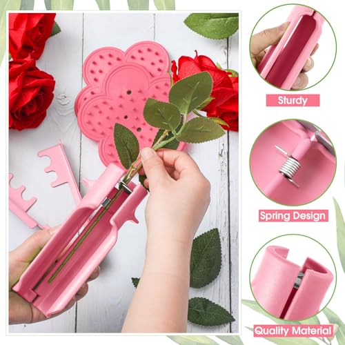 Lasnten 4 Pcs Rose Thorn Stripper Tool Set, Flower Stem Cleaner & Leaf Remover for Bouquet DIY, Floral Arranging, Wedding Flower Preparation, Florist Tools, Gifts for Bloom Lovers (Pink) - color: Pink