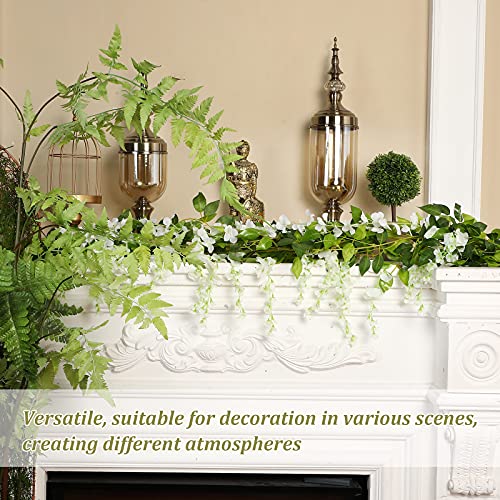 Syhood 4 Pieces 26 ft in Total White Artificial Wisteria Garland Hanging Flowers Vine Wedding Silk Wisteria Hanging Flower for Wedding Arch Home Garden Party Outdoor Decor - color: White