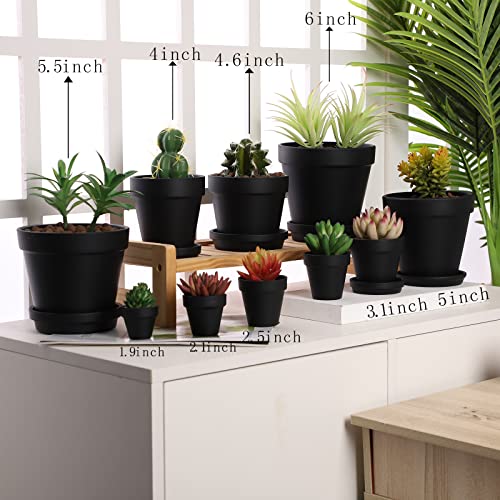 Terra Cotta Pots with Saucer- 6-Pack Large Terracotta Pot Clay Pots 5.5'' Clay Ceramic Pottery Planter Cactus Flower Pots Succulent Pot with Drainage Hole- for Plants,Crafts terra cotta planter(Black) - color: Black
